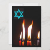 ハヌカー（ユダヤ教の祭り）キャンドルフレイムス、スターオブデイヴィッド招待状 招待状 (正面)