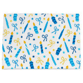 ハヌカー（ユダヤ教の祭り）キャンドル燃える白 ラージペーパーバッグ (正面)