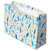 ハヌカー（ユダヤ教の祭り）キャンドル燃える白 ラージペーパーバッグ (裏面アングル)