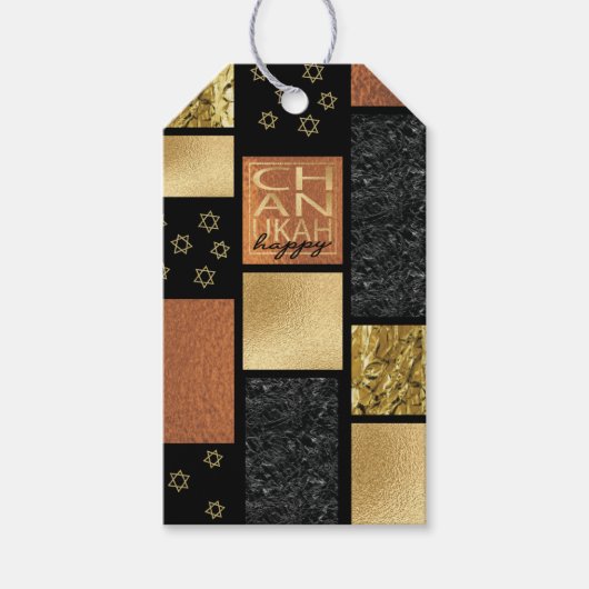 ハヌカー(ユダヤ教の祭り)ゴールデンモンタージュ ギフトタグ (正面)