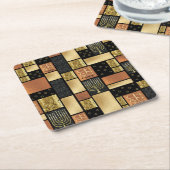 ハヌカー(ユダヤ教の祭り)ゴールデンモンタージュ スクエアペーパーコースター (アングル)