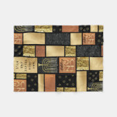 ハヌカー(ユダヤ教の祭り)ゴールデンモンタージュ フリースブランケット (正面(横))