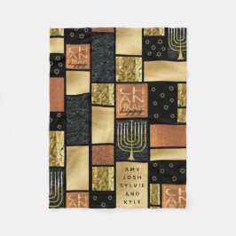 ハヌカー（ユダヤ教の祭り）ゴールデンモンタージュ フリースブランケット