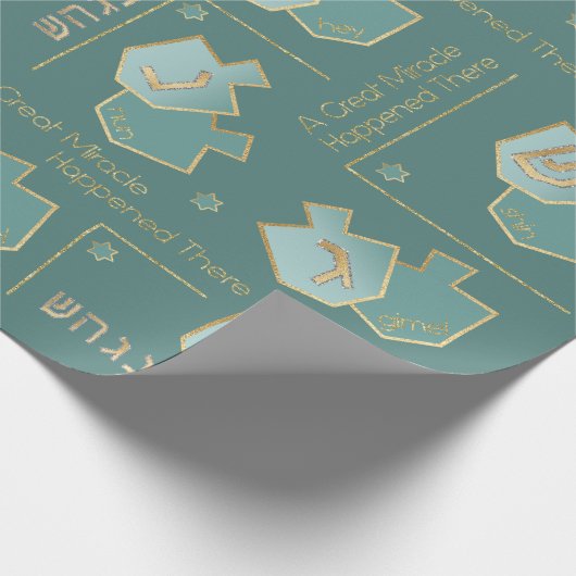 ハヌカー（ユダヤ教の祭り）ジフトラップ奇跡が起こったそこらターコイズ ラッピングペーパー (角)