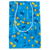 ハヌカー（ユダヤ教の祭り）ストリーマーズハヌッカブルーバナー ミディアムペーパーバッグ (正面)