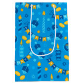 ハヌカー（ユダヤ教の祭り）ストリーマーズハヌッカブルーバナー ミディアムペーパーバッグ (裏面)