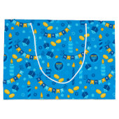 ハヌカー（ユダヤ教の祭り）ストリーマーズハヌッカブルーバナー ラージペーパーバッグ (裏面)