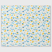 ハヌカー(ユダヤ教の祭り)ドレイドスドーナツ金ゴールドブルーホワイト ラッピングペーパー (フラット)