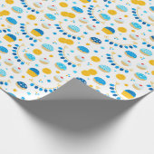 ハヌカー(ユダヤ教の祭り)ドレイドスドーナツ金ゴールドブルーホワイト ラッピングペーパー (角)