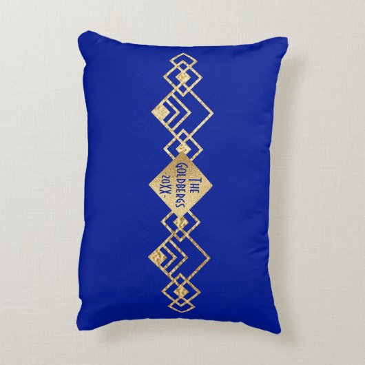 ハヌカー（ユダヤ教の祭り）/ハヌカーアールデコ金ゴールド浚渫船 アクセントクッション (裏面(縦))