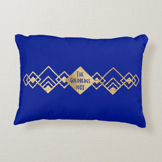 ハヌカー（ユダヤ教の祭り）/ハヌカーアールデコ金ゴールド浚渫船 アクセントクッション (裏面)