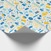 ハヌカー(ユダヤ教の祭り)パーティーブルー金ゴールドホワイト(ユダヤ教)メノラージェルトクッキー ラッピングペーパー (角)