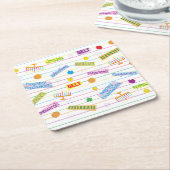 ハヌカー(ユダヤ教の祭り)パーティー時間 スクエアペーパーコースター (アングル)