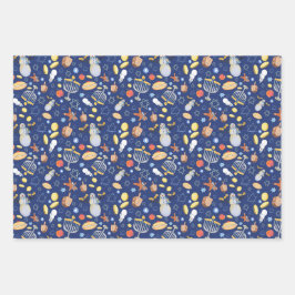 ハヌカー（ユダヤ教の祭り）フラットギフトラップ（3枚） ラッピングペーパーシート