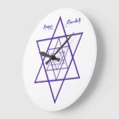 ハヌカー（ユダヤ教の祭り）ブルースターズオブデイビッド ラージ壁時計 (傾斜)