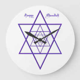 ハヌカー（ユダヤ教の祭り）ブルースターズオブデイビッド ラージ壁時計