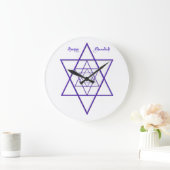 ハヌカー（ユダヤ教の祭り）ブルースターズオブデイビッド ラージ壁時計 (ホーム)