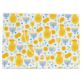 ハヌカー（ユダヤ教の祭り）メノラーズゲルトホワイト ラージペーパーバッグ (裏面)