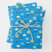 ハヌカー(ユダヤ教の祭り)ユダヤ人スターカップケーズブルージェリードーナツ ラッピングペーパーシート (インサイチュ)