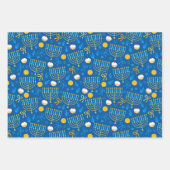 ハヌカー（ユダヤ教の祭り）（ユダヤ教）メノラーゲルトドライデルブルー ラッピングペーパーシート (正面2)