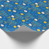 ハヌカー(ユダヤ教の祭り)(ユダヤ教)メノラーゲルトドライデルブルー ラッピングペーパー (角)