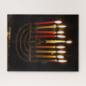 ハヌカー(ユダヤ教の祭り)(ユダヤ教)メノラー(火のついたキャンドル) ジグソーパズル (横)