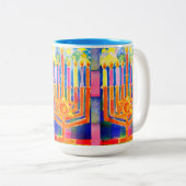 ハヌカー(ユダヤ教の祭り)灯 ツートーンマグカップ (正面右)