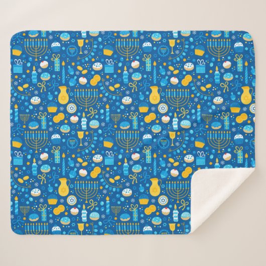 ハヌカー（ユダヤ教の祭り）祝ズジェルトユダヤ星雪片 シェルパブランケット (正面(横))