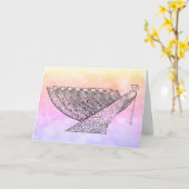 ハヌカー（ユダヤ教の祭り）華美（ユダヤ教）メノラーレインボー、カスタマイズ可能 カード (黄色い花)