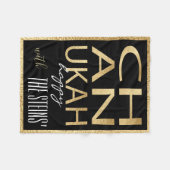 ハヌカー(ユダヤ教の祭り)金ゴールドフリースブランケット フリースブランケット (正面(横))