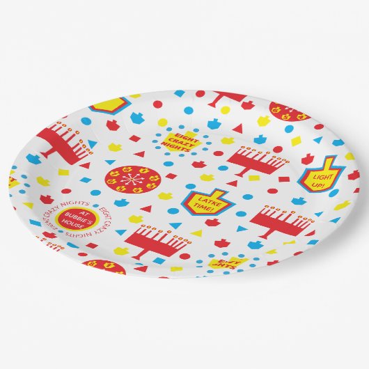 ハヌカー（ユダヤ教の祭り）8日と夜 ペーパープレート (アングル)