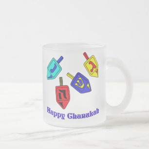 ハヌカー（ユダヤ教の祭り） Dreidels フロストグラスマグカップ
