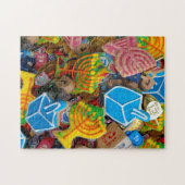 ハヌカー（ユダヤ教の祭り） Menorahs、Dreidels、Gelt ジグソーパズル (横)