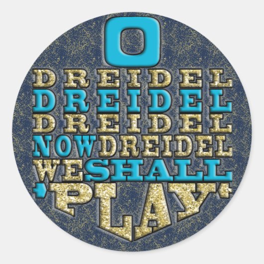 ハヌカー(ユダヤ教の祭り)「O Dreidel Dreidel...」 周りのシール ラウンドシール (正面)