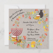 ハヌカー（ユダヤ教）メノラーとキャンドル招待状 招待状 (正面)