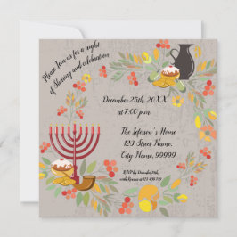 ハヌカー（ユダヤ教）メノラーとキャンドル招待状 招待状