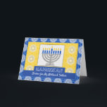 ハヌカー（ユダヤ教）メノラーの親の星ダビッドパターン シーズンカード<br><div class="desc">背景に青いキャンドルが付いた銀華美色の（ユダヤ教）メノラー飾が、このハッピーハヌカーの親のためのカードのカバー。あいさつ文の文字を変更パーソナライズされたする。カードはモザイクタイルの質感を持っている。アート、イメージ、詩の著作権© Shoaff Ballanger Studios,  2023.</div>