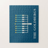 ハヌカー(ユダヤ教)メノラーインブルーパーソナライズされた ジグソーパズル (縦)