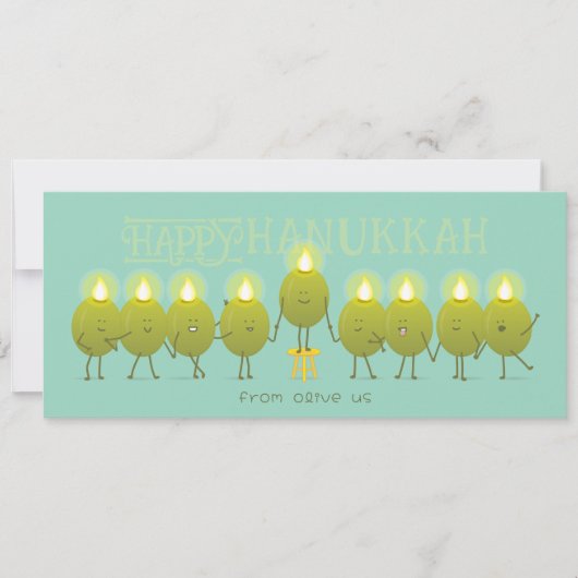 ハヌカー(ユダヤ教)メノラーオリーブ | ティール(緑がかった色)グリーングループカード (正面)