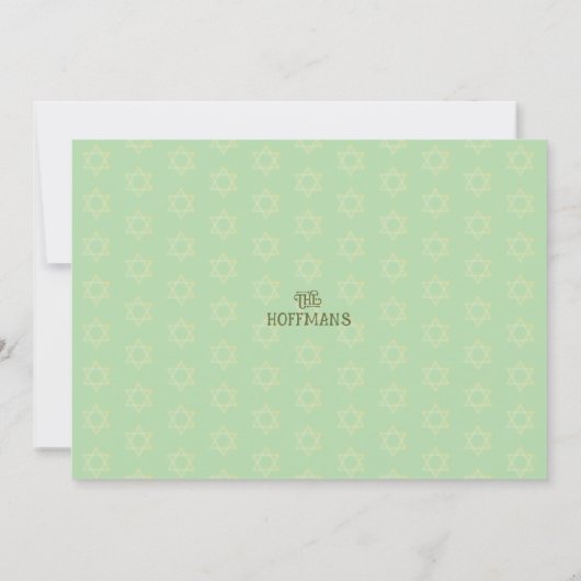 ハヌカー(ユダヤ教)メノラーオリーブ | ティール(緑がかった色)グリーングループ シーズンカード (裏面)