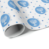 ハヌカー（ユダヤ教）メノラーオン水玉模様 ラッピングペーパー (ロールコーナー)