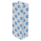 ハヌカー（ユダヤ教）メノラーオン水玉模様 ワインギフトバッグ (正面アングル)