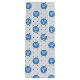 ハヌカー（ユダヤ教）メノラーオン水玉模様 ワインギフトバッグ