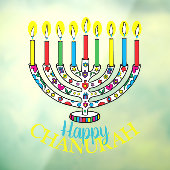 ハヌカー（ユダヤ教）メノラーカラフルウィンドウの固着 ウィンドウサイン (シート3)