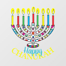 ハヌカー（ユダヤ教）メノラーカラフルウィンドウの固着 ウィンドウサイン