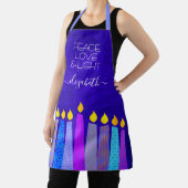 ハヌカー（ユダヤ教）メノラーキャンドルオンブルーピースラブライト エプロン (インサイチュ)