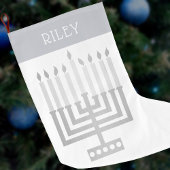 ハヌカー（ユダヤ教）メノラーシルバートエレガントーン ラージクリスマスストッキング