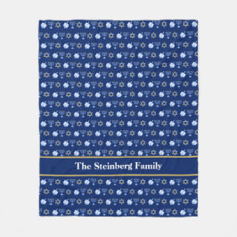 ハヌカー（ユダヤ教）メノラードライデルパターカスタムンブルー フリースブランケット