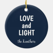 ハヌカー(ユダヤ教)メノラーフェスティバルのライトブルーモダン セラミックオーナメント (裏面)