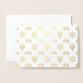 ハヌカー(ユダヤ教)メノラーフォイルカード 箔カード (封筒付き正面)